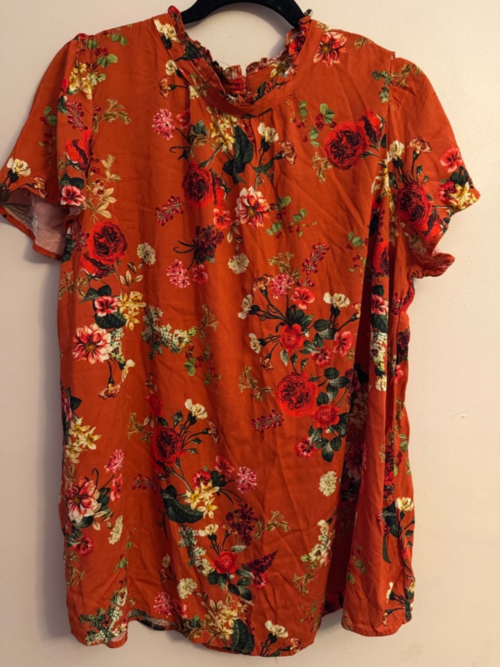 torrid Rust Orange Floral Peasant Top